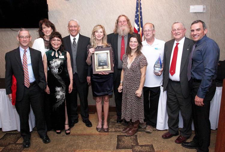 Winners and nominees flank 2017 Chenoweth Award winner Cy Michaels at the annual Chenoweth Award Banquet held at the Holiday Inn &amp; Suites on Saturday, March 24. From left to right are CEO Ed Eisemann and Vice President Chris Eglund of the First National Bank in Trinidad, Chamber of Commerce Board Chairman Linda Barron, Mayor Phil Rico, Michaels, Rusty Goodall, Joni Steiner, Jerry Campbell, Lou Simpleman and Brandon Baca.
